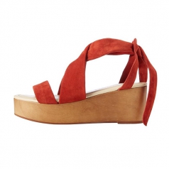 Womens Open Toe Red Suede Platform Ankle Strap Sandal Shoes