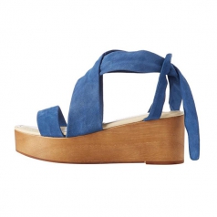 Women’s Open Toe Blue Suede Platform Ankle Strap Sandal Shoes