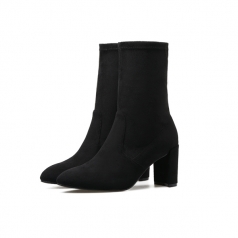 Women’s Black Stretch Suede Ankle Boots Manufacturer in China