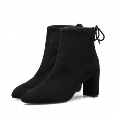 Women’s Black Suede Fashion High Heel Ankle Boots