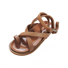 2022 Summer Collection Hot Selling Latest Tan Leather Sandals for Women