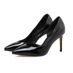 Handmade Womens High Heel Black Pointed Toe Pump Shoes