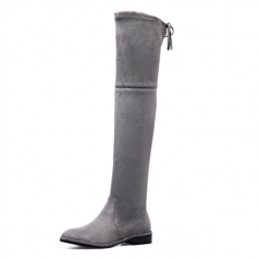 Women’s Grey Stretch Micro Suede Long Boots