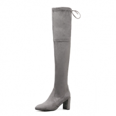 New Fashion Women’s Grey Stretch Micro Suede High Heel Long Boots